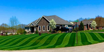 Backyard with long striped yard